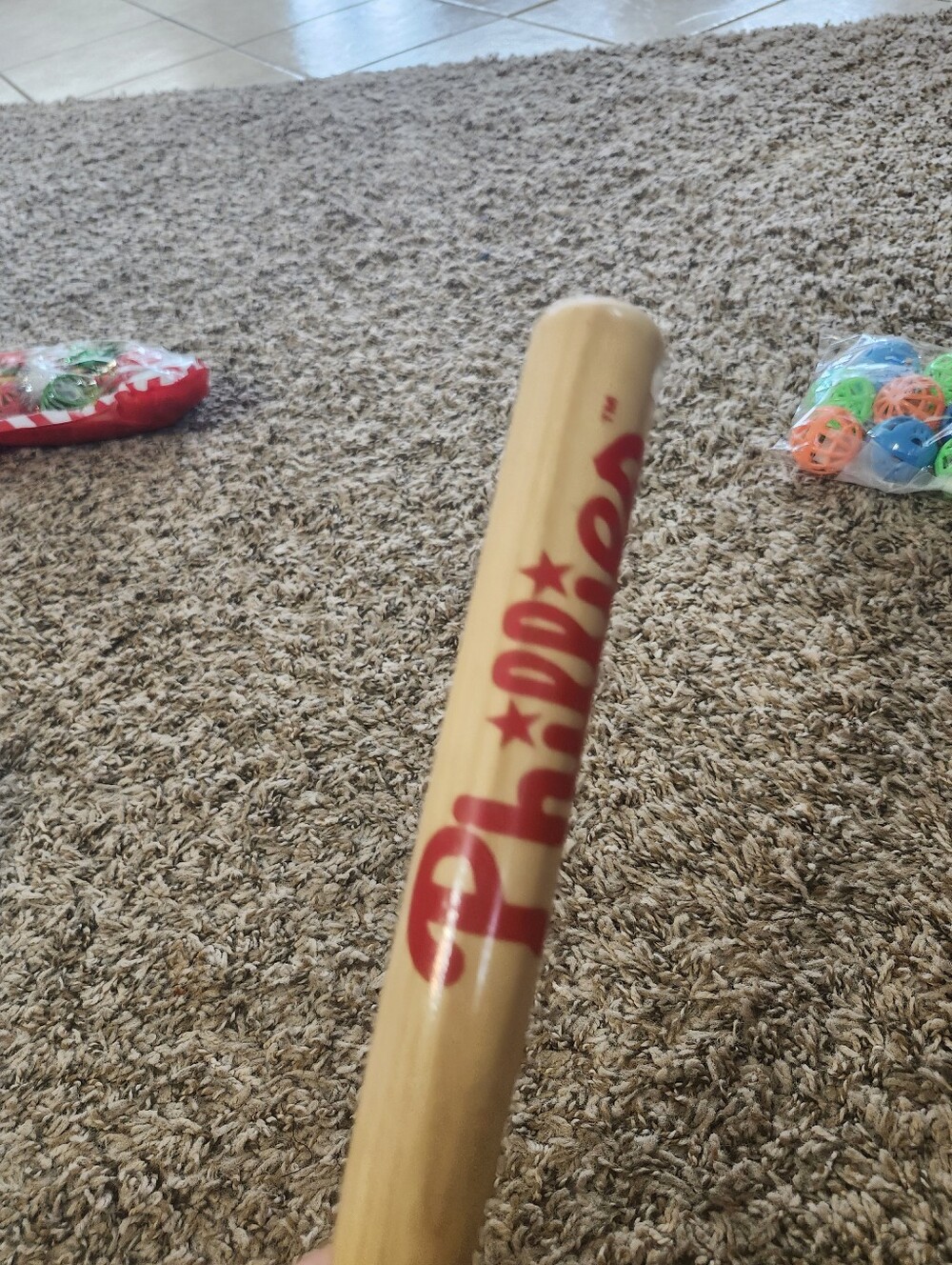 MLB Philadelphia Phillies Natural Wood Bat with Red Logo